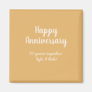 Gelukkig jubileum goud wit 10 jaar naam datum magneet