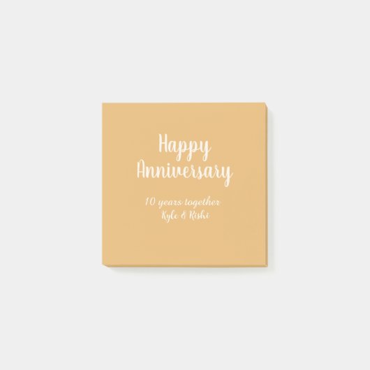 Gelukkig jubileum goud wit 10 jaar naam datum post-it® notes (Voorkant)