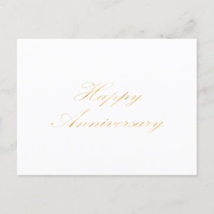 Gelukkig jubileum gouden lettertype script wit briefkaart