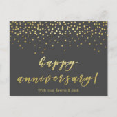 Gelukkig jubileum - Gouden Schrift & Confetti Briefkaart (Voorkant)