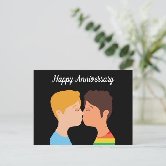 Gelukkig jubileum Homoparet Romantisch LGBTQ Briefkaart (Staand voorkant)