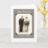 Gelukkig Jubileum,  humor, bruid en bruidegom. Kaart (Gele Bloem)