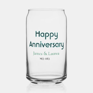 Gelukkig jubileum huwelijksnaam datum jaar eenvoud blikvorm glas