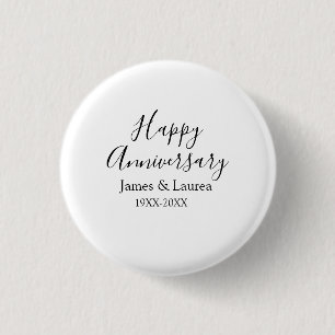 Gelukkig jubileum huwelijksnaam datum jaar eenvoud ronde button 3,2 cm