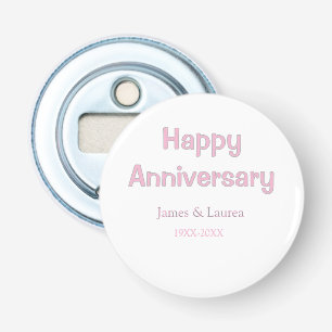 Gelukkig jubileum huwelijksnaam datum jaar roze gr button flesopener