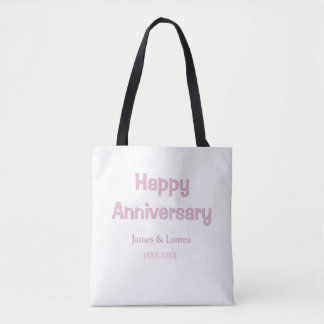 Gelukkig jubileum huwelijksnaam datum jaar roze gr tote bag