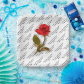 Gelukkig Jubileum | Jouw tekst Patroon | Rood Rose Papieren Bordje (Feest)