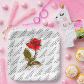 Gelukkig Jubileum | Jouw tekst Patroon | Rood Rose Papieren Bordje (Feest)