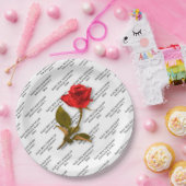 Gelukkig Jubileum | Jouw tekst Patroon | Rood Rose Papieren Bordje (Feest)