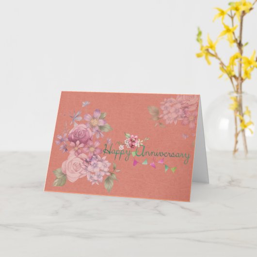 Gelukkig Jubileum Kaart (Gele Bloem)