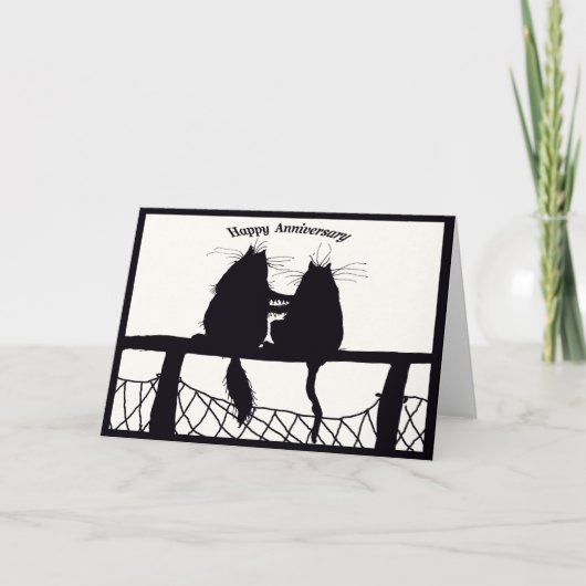 gelukkig Jubileum, kattenpaar Kaart (Voorkant)