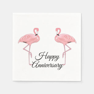 Gelukkig jubileum Klassieke Roze Flamingo's Servet