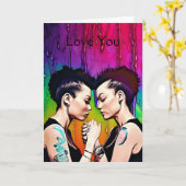 Gelukkig Jubileum Lesbisch Paar Kaart (Gele Bloem)