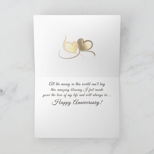 Gelukkig Jubileum liefde van mijn leven zal altijd Feestdagen Kaart (Binnen)