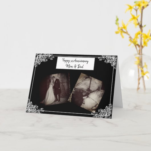 Gelukkig Jubileum Mam en Pap Fotokaart Kaart (Gele Bloem)