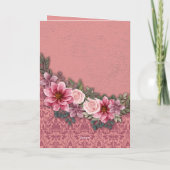 Gelukkig Jubileum Mam Pap Rood Roze op Roze Damask Kaart (Achterkant)