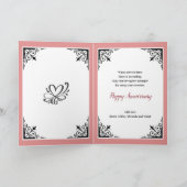 Gelukkig Jubileum Mam Pap Rood Roze op Roze Damask Kaart (Binnen)