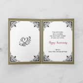 Gelukkig Jubileum Mam Pap Rood Roze op StoneDamask Kaart (Binnen)