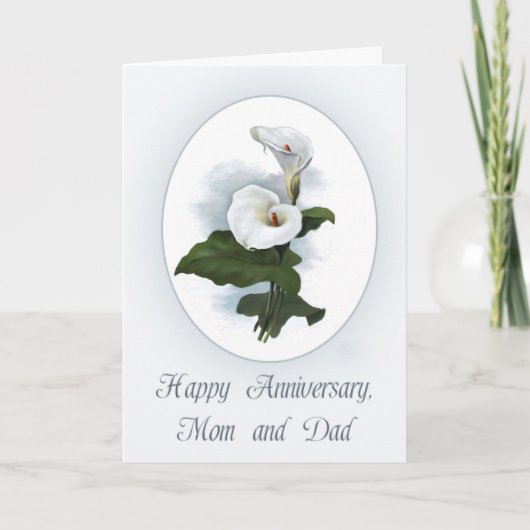 Gelukkig Jubileum mama en papa, elegante Calla Lil Kaart (Voorkant)