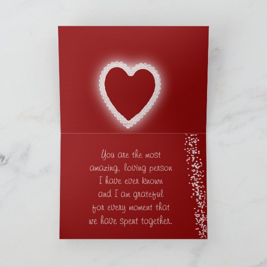 Gelukkig jubileum mijn liefste romantische rode ha kaart (Binnen)