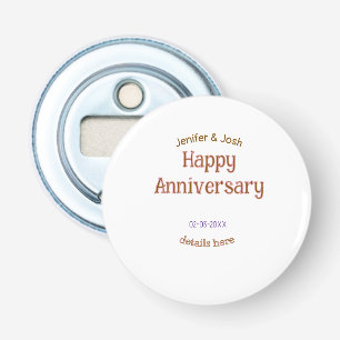 gelukkig jubileum naam gouden roze details trendy button flesopener