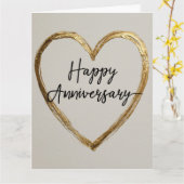 "Gelukkig jubileum"-ontwerp met gouden hart Kaart (Gele Bloem)