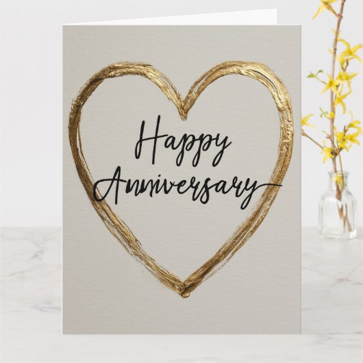 "Gelukkig jubileum"-ontwerp met gouden hart Kaart (Gele Bloem)