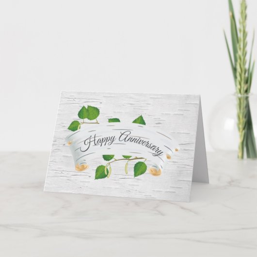 Gelukkig Jubileum op berkenboomrol Kaart (Voorkant)