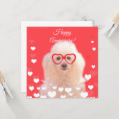 Gelukkig jubileum Poodle hond vlakke kaart (Voorkant / Achterkant in situ)