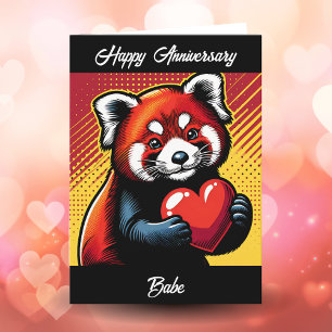 Gelukkig Jubileum   Pop Art Red Panda Kaart