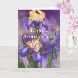 Gelukkig Jubileum - Prachtige Iris Flower Romantic Kaart