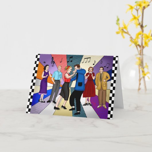 Gelukkig Jubileum | Retro Nostalgische jaren 1950 Kaart (Gele Bloem)