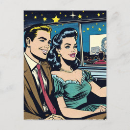 Gelukkig jubileum | Retro stel bij Drive-In Biosco Briefkaart