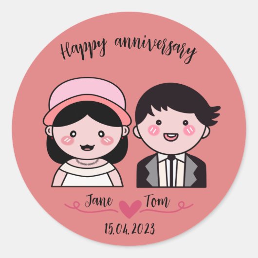 Gelukkig jubileum ronde sticker (Voorkant)