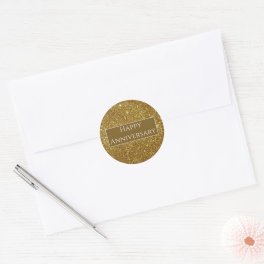Gelukkig Jubileum Ronde Sticker (Envelop)