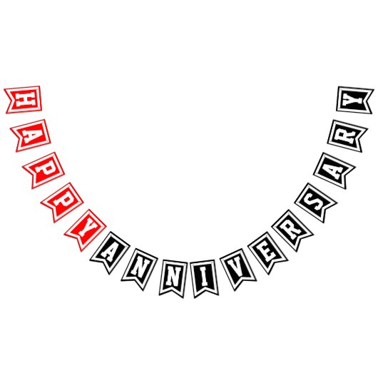 Gelukkig Jubileum (rood wit zwart) of uw kleuren Vlaggetjes (Alle)