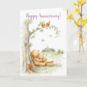 Gelukkig Jubileum, schattig beer koppel onder de b Kaart (Gele Bloem)