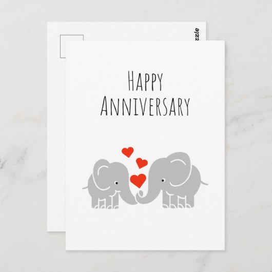 Gelukkig jubileum- Schattig olifant koppel Briefkaart (Voorkant / Achterkant)