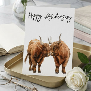 Gelukkig jubileum Schattige Hooglanders Liefde Kaart