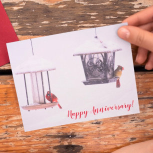 Gelukkig jubileum Schattige Kardinaalvogels Kaart