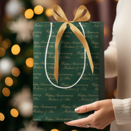 Gelukkig jubileum script met naam Groen Goud Medium Cadeauzakje