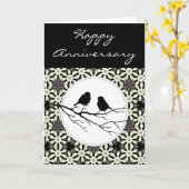 Gelukkig Jubileum Twee vogels van een Veer Kaart (Gele Bloem)