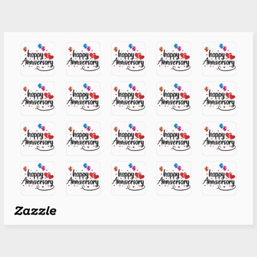 Gelukkig jubileum vierkante sticker (Vel)