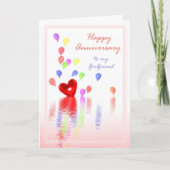 Gelukkig Jubileum voor Vriendin - Hart en ballonne Kaart (Voorkant)