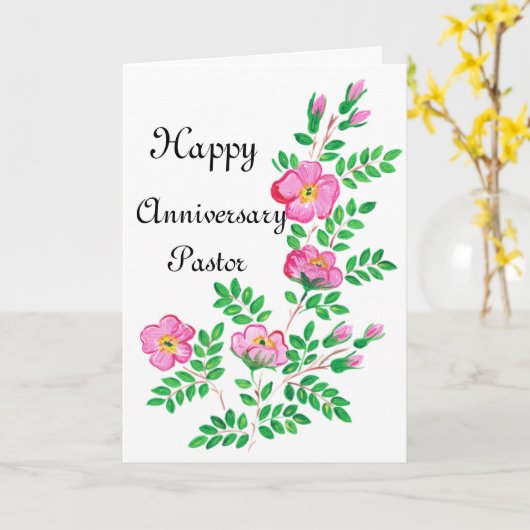 Gelukkig jubileum Vouwde Kaart voor Pastor (Gele Bloem)