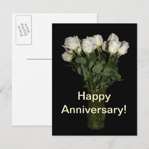 Gelukkig jubileum Witte Rozen Bloemenfotografie Briefkaart