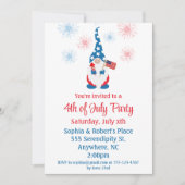 Gelukkig juli 4th Leuke Gnome Vuurwerk Kaart (Voorkant)