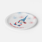 Gelukkig juli 4th Leuke Gnome Vuurwerk Papieren Bordje (Gekanteld)