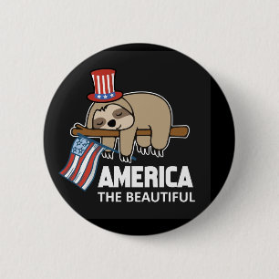 Gelukkig juli 4th luiaard knop ronde button 5,7 cm