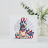 Gelukkig juli vierde hond feestdagenkaart (Staand voorkant)